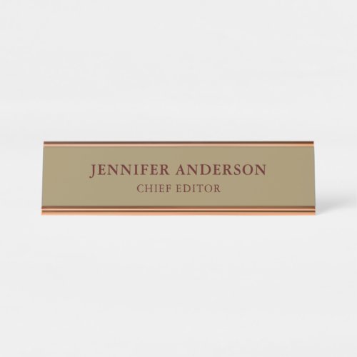 Dark Tan Brown Color Professional Modern Plain Desk Name Plate