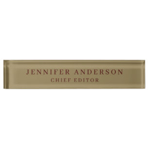 Dark Tan Brown Color Professional Modern Plain Desk Name Plate