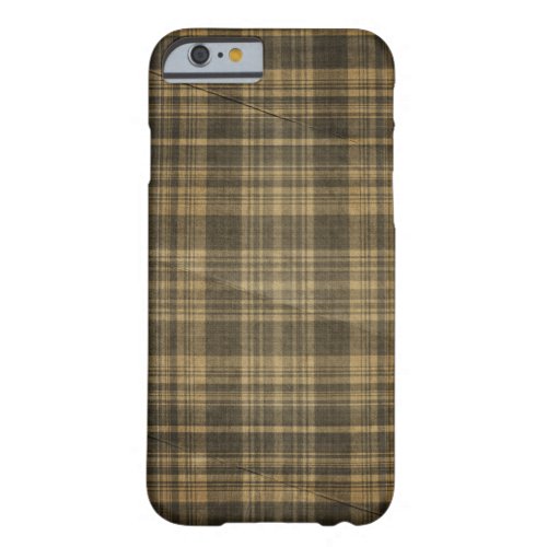 Dark Tan Plaid Creased Background Barely There iPhone 6 Case