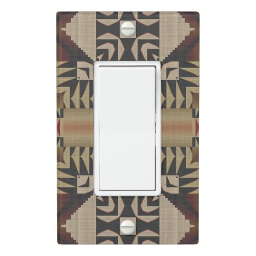 Dark Tan Taupe Brown Red Black Tribal Art Light Switch Cover