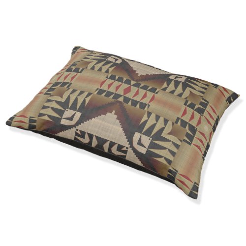 Dark Tan Taupe Brown Red Black Tribal Art Pet Bed