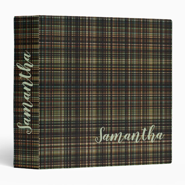 Dark Tartan (Plaid) Custom 3 Ring Binder (Front/Spine)