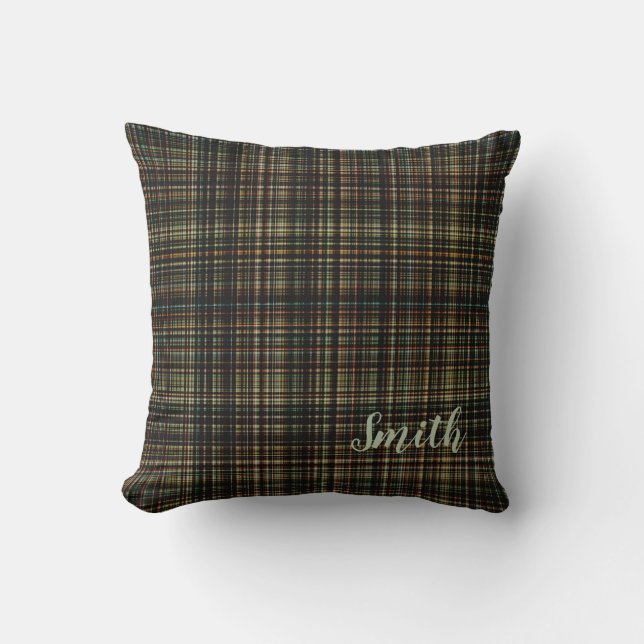 Dark Tartan (Plaid) Custom Throw Pillow (Front)