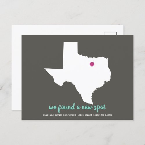 Dark TaupePink We Found a New Spot _ Texas Moving Postcard