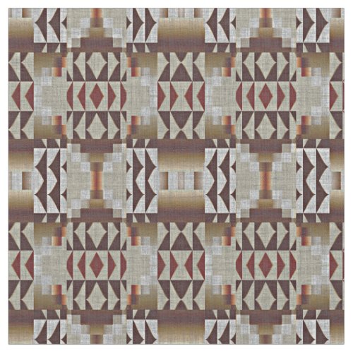 Dark Taupe Red Brown Tan Gray Beige Tribal Art Fabric