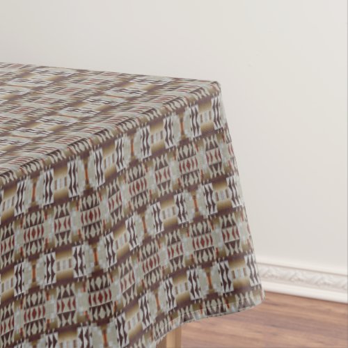 Dark Taupe Red Brown Tan Gray Beige Tribal Art Tablecloth