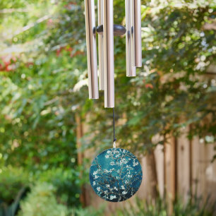Dark Teal Almond Blossoms Van Gogh Wind Chime