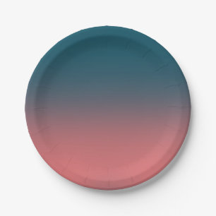 Dark Teal and bright coral pink gradient Paper Plates