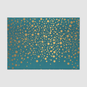 Dark Teal and Metallic Gold Confetti Tissue Paper