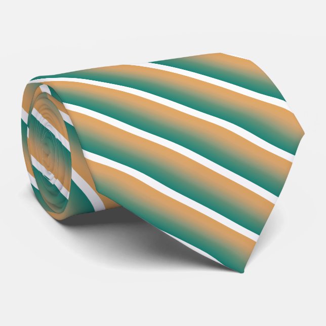 Dark Teal and Orange Striped Neck Tie (Rolled)