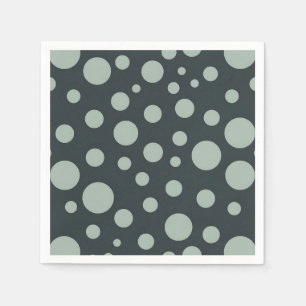 Dark Teal and Pale Green Circles Pattern Napkins