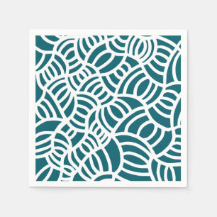 Dark teal and white Doodle Napkins