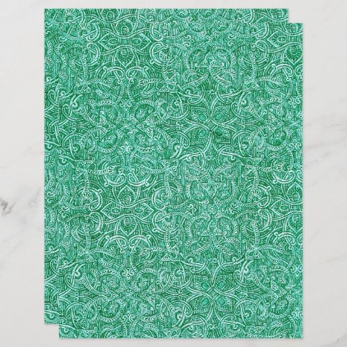 Dark teal and white ornate pattern scrapbook paper