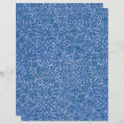 Dark teal and white ornate pattern scrapbook paper