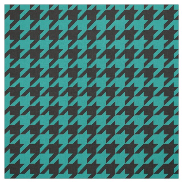 Dark Teal, Black Houndstooth Pattern #2M Fabric (Swatch)