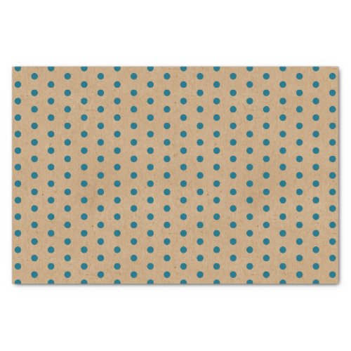 Dark Teal Blue Green Dots Faux Rustic Brown Kraft Tissue Paper