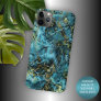 Dark Teal Blue Turquoise Faux Gold Agate Pattern iPhone 11 Pro Max Case
