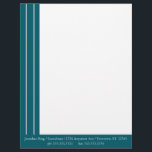 Dark Teal Border with Silver Stripes Letterhead<br><div class="desc">Classic, simple, and elegant, this letterhead features dark teal borders down the left side and on the bottom, with two narrow silver stripes down the left side. Information for the business is at the bottom in silver text. Very sharp, professional, and timeless, and easily adaptable to a variety of businesses...</div>