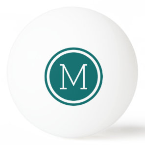 Dark Teal Circle Monogram Personalized Ping Pong Ball