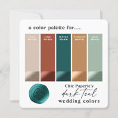 Dark Teal & Copper Bold Wedding Color Palette Card (Front)