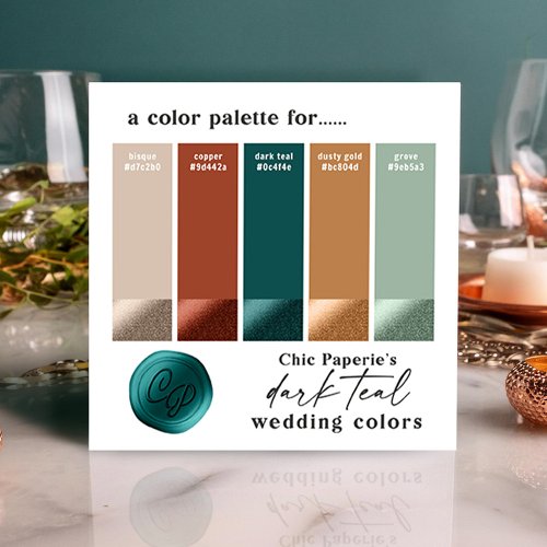 Dark Teal  Copper Bold Wedding Color Palette Card