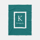Dark Teal Custom Monogram Name Fleece Blanket