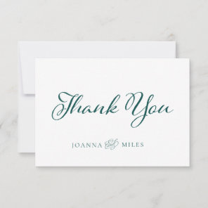 Dark Teal Elegant Calligraphy Simple Wedding Thank You Card