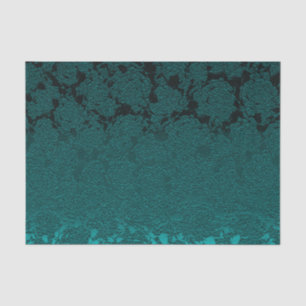 Dark Teal Elegant Succulent Pattern Decoupage Tissue Paper