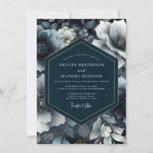 Dark Teal Enigmatic Winter Wedding Invitation