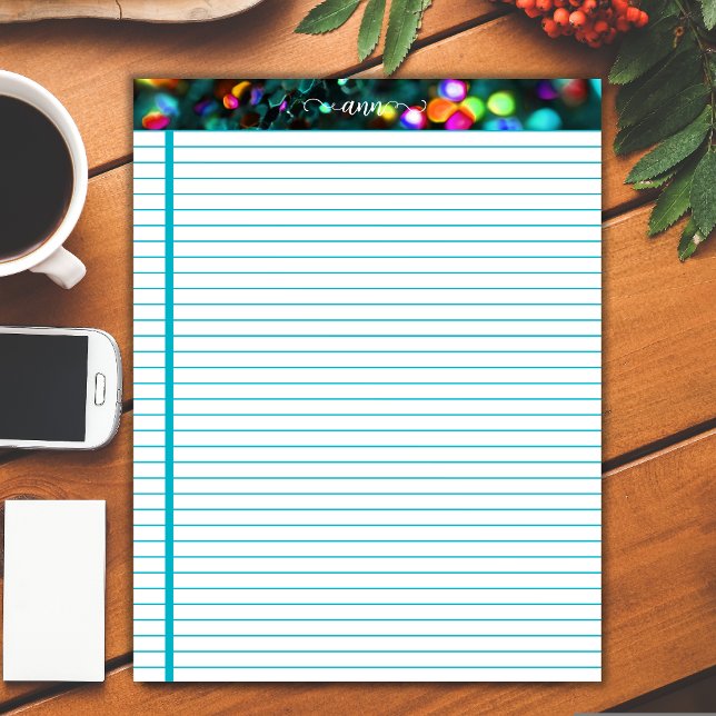 Dark Teal Glitter Lined Personalized Notepad (Creator Uploaded)