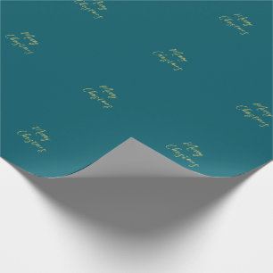 Dark Teal & Gold Colors Merry Christmas Wrapping Paper