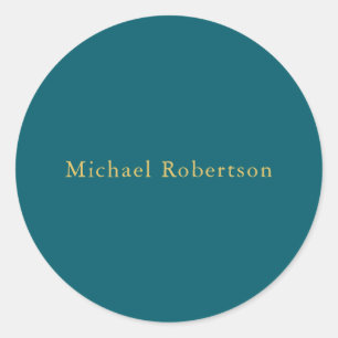 Dark Teal & Gold Colors Professional Trendy Modern Classic Round Sticker