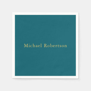 Dark Teal & Gold Colors Professional Trendy Modern Napkins