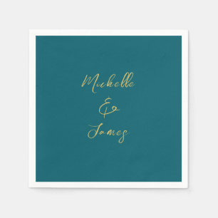 Dark Teal & Gold Colors Professional Trendy Modern Napkins