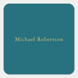 Dark Teal & Gold Colors Professional Trendy Modern Square Sticker