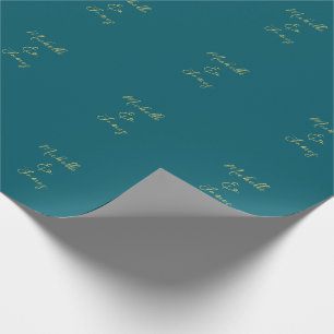 Dark Teal & Gold Colors Professional Trendy Modern Wrapping Paper