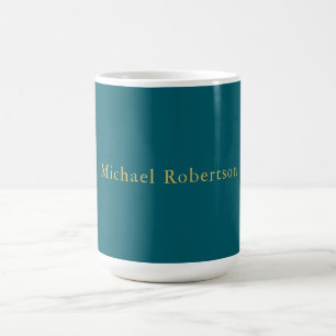 Dark Teal Gold Colors Professional Trendy Own Name Coffee Mug