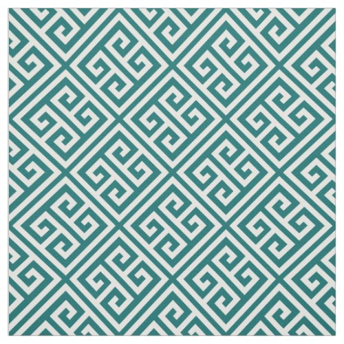 Dark Teal Greek Key Fabric