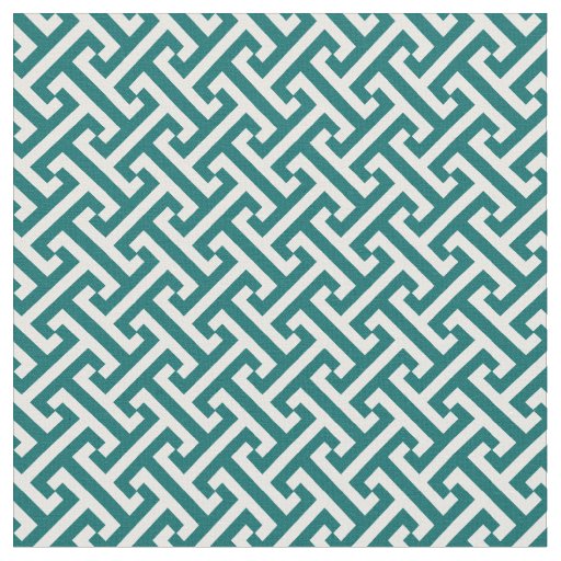 Dark Teal Greek Key Pattern Fabric