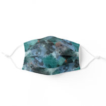 Dark Teal Green Blue Black Gray Art Paint Pattern Adult Cloth Face Mask