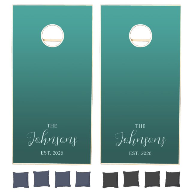 Dark Teal Green Gradient Wedding Cornhole Set (Set)
