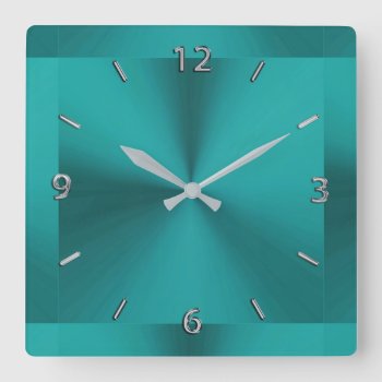 Dark Teal Green Metallic Clock by UROCKDezineZone at Zazzle