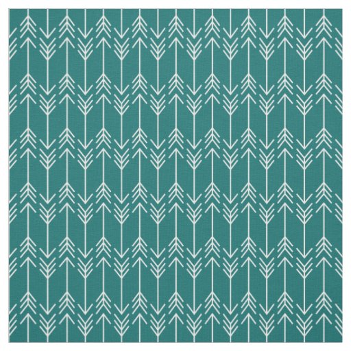 Dark Teal Herringbone Arrows Fabric