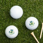 Dark Teal  Initials Crown Stars 50 Birthday Golf Balls<br><div class="desc">Monogram Initials 50th Crown Stars Green Birthday golf balls! Celebrate Father's Day and his birthday with a personalized golf-themed 40th 50th 60 Birthday Golf Monogram green Golf design</div>