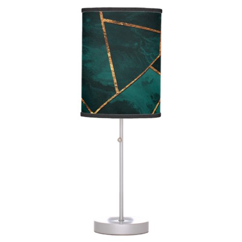 Dark Teal Ink Copper Gold Geometric Glam 1 Table Lamp