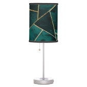 Dark Teal Ink Gold Geometric Glam #1 Table Lamp (Right)