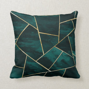 Dark Teal Ink Gold Geometric Glam #1 Throw Pillow