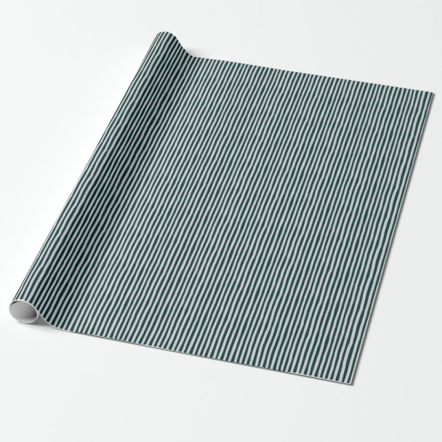 Dark Teal & Light Gray Wonky Stripes Wrapping Paper (Unrolled)