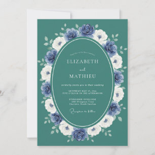 Dark Teal Majestic Winter Wedding Invitation