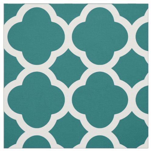 Dark Teal Modern Quatrefoil Large Scale Fabric